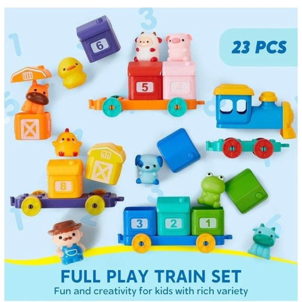 Montessori Animal Train Counting Colors Matching Sorting Toddler 23 Pieces